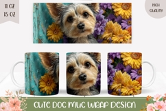 Cartoon Dog Mug Design, Yorkshire Terrier Mug Wrap Product Image 1