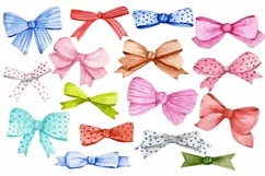 Watercolor clipart colorful bows.Clipart- PNG Birthday party Product Image 2