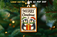 Penguins Christmas Ornament SVG laser cut files for Glowforg Product Image 1