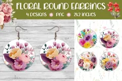 Watercolor Flowers Round Earring, Floral Earring Designs Product Image 1