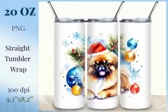 Sublimation Design Tumble Watercolor Dog| Christmas Dog Wrap Product Image 1