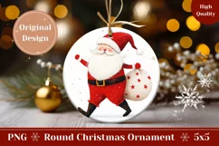 Watercolor Christmas Ornament, Merry Christmas Ornament PNG Product Image 1