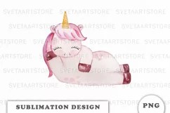 Watercolor cute unicorn sublimation png Product Image 1
