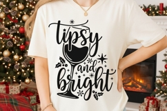 Tipsy and Bright Svg, Wine Christmas Svg, Wine Lover Svg. Product Image 2