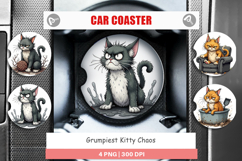 Car Coaster Grumpy Kitty Product Image 1
