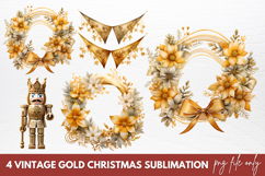 Vintage Gold Christmas Sublimation Clipart Product Image 1