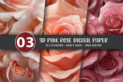 3D Pink Rose Digital Paper Product Image 1