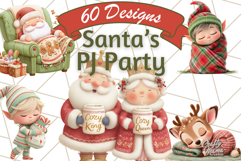 Santa’s Pajama Day Clipart, Cute Christmas Bedtime PNG Product Image 1
