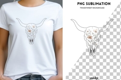 Boho Cow Skull PNG | Floral Western Skull Clipart Product Image 1