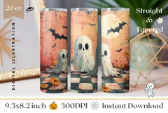 Cute Halloween Tumbler Wrap, Halloween Ghosts Tumbler Design Product Image 1
