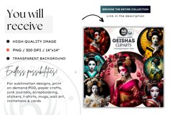 Round Geisha clipart, Asian art, Japanese woman sublimation Product Image 2