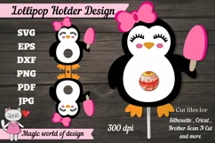 Penguin lollipop holder svg, 3d penguin papercut template Product Image 1