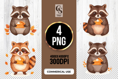 Cute Raccoon with Pie Clipart PNG Product Image 1