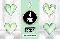 Green Watercolor Heart Clipart Sublimation PNG Product Image 1
