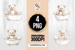 Teddy Bear Bathtub Clipart Sublimation PNG Product Image 1