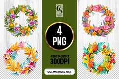 Floral Wreath Clipart Sublimation PNG Product Image 1
