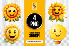 Sunflower Face Clipart Sublimation PNG Product Image 1