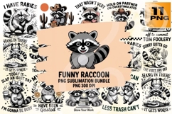 Funny Raccoon PNG Bundle 11 Product Image 1