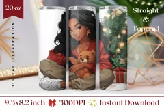 Christmas Girl Tumbler Design, Christmas Tree Tumbler PNG Product Image 1