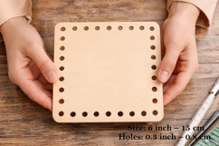 Small square basket base 6 inch 15 cm digital file macrame c Product Image 1