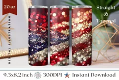 USA Tumbler Wrap Design, Glitter American Flag Tumbler PNG Product Image 1