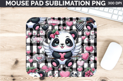 Watercolor Panda Mouse Pad Sublimation - Valentines PNG Product Image 1