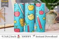 School Tumbler PNG, Back to School Sublimation Tumbler Product Image 1