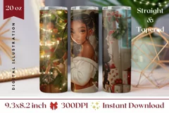 Girl Christmas Tumbler Design, Christmas Sublimation Design Product Image 1