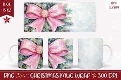 Watercolor Christmas Mug Wrap, Cozy Christmas Ribbon Mug Product Image 1