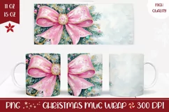 Watercolor Christmas Mug Wrap, Cozy Christmas Ribbon Mug Product Image 1