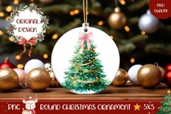 Watercolor Christmas Tree Ornament, Christmas Ornament Round Product Image 1