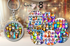 Funny pets | 8 Cartoon Car coaster &amp; key chain designs Product Image 1