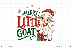 Merry Little Goat PNG, Christmas Goat Sublimation Design Product Image 1