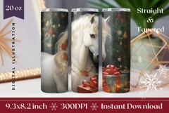 Christmas Tumbler Sublimation, Christmas Horse Tumbler PNG Product Image 1