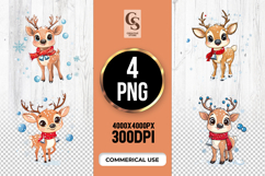 Cute Cartoon Baby Deer Animal Clipart Sublimation Png Product Image 1