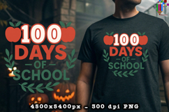 100 Days of School Apple Leaf Retro Sublimation Design Product Image 2