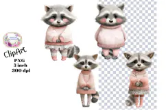 Raccoon, Shabby Chic, Ephemera, PNG, Clipart Product Image 1