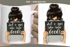 Just A Girl Who Loves Books | Book Lover Sublimation Design Product Image 2