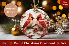 Christmas Round 3D Ornament, 3D Cardinals Ornament Design Product Image 1
