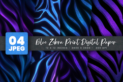 Blue Zebra Print Digital Paper Product Image 1