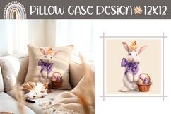 Easter Bunny Pillow Case PNG, Easter Basket Pillow Design Product Image 1