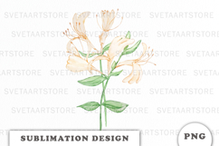 Watercolor Honey Suckle Flowers Bouquet png Product Image 1