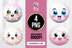 Cute Snowball Face Clipart Sublimation PNG Product Image 1