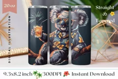 Funny Koala Tumbler Wrap Design, Tropical Tumbler Template Product Image 1
