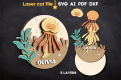 Jellyfish Baby Name Sign SVG laser cut files for Glowforge Product Image 1