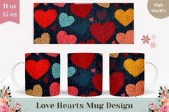 Embroidery Love Hearts Mug Design, Love Mug Wrap Product Image 1