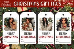 Cozy Winter Gift Tags, Cartoon Christmas Girl Sublimation Product Image 1