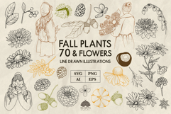 70 Fall plants and flowers SVG PNG EPS Product Image 1