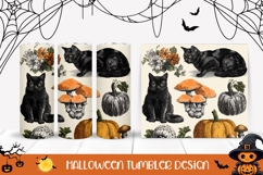 Fall Pumpkins Tumbler, Vintage Black Cat Tumbler Design Product Image 1