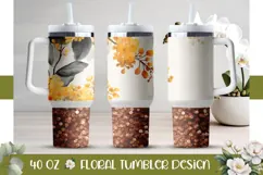 Yellow Flowers Tumbler Design, Glitter 40 Oz Tumbler Wrap Product Image 1